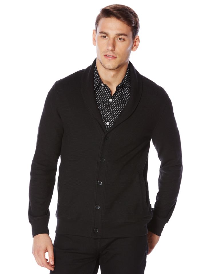 Perry Ellis Long Sleeve Textured Shawl Cardigan