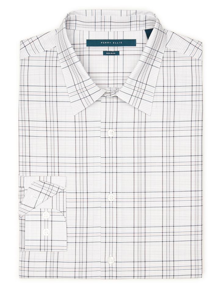 Perry Ellis Non-iron Multi Color Windowpane Shirt