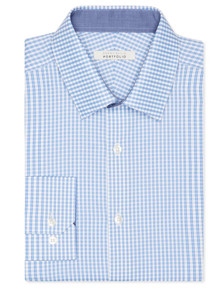 Perry Ellis Very Slim Mini Gingham Dress Shirt