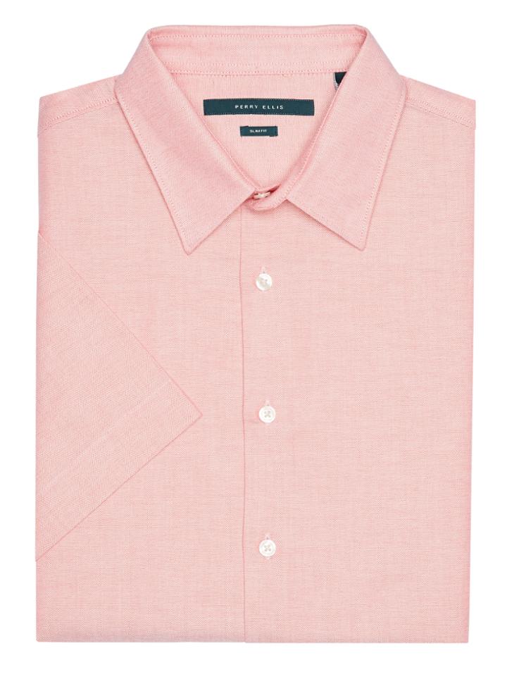 Perry Ellis Short Sleeve Slim Fit Oxford Shirt