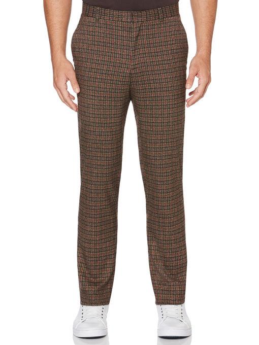 Perry Ellis Slim Plaid Flat Front Pant