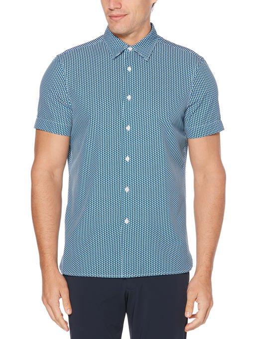 Perry Ellis Total Stretch Slim Fit Mini Block Print Shirt