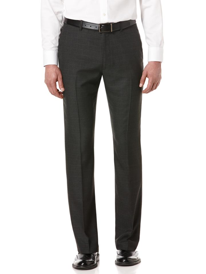 Perry Ellis Slim Fit Subtle Plaid Dress Pant