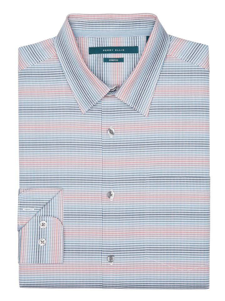 Perry Ellis Multi-check Ombre Button-down Shirt