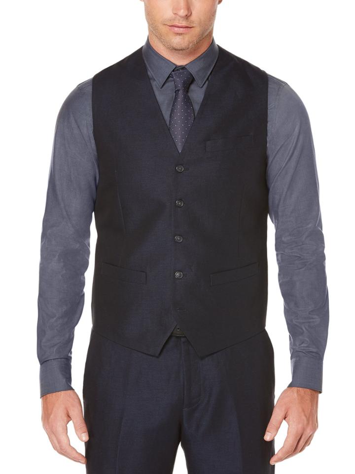 Perry Ellis Navy Linen Suit Vest
