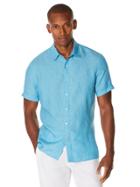Perry Ellis Short Sleeve Solid Linen Chambray Shirt