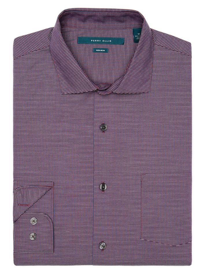 Perry Ellis Big And Tall Non-iron Iridescent Stripe Shirt