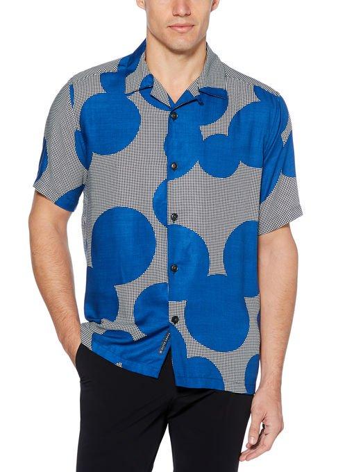 Perry Ellis Circle Print Plaid Shirt