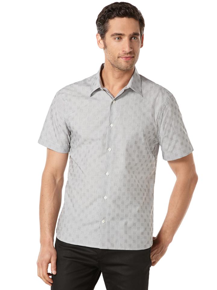 Perry Ellis Short Sleeve Dobby Grid Shirt