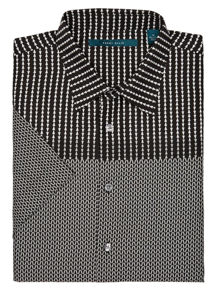 Perry Ellis Short Sleeve Block Border Shirt