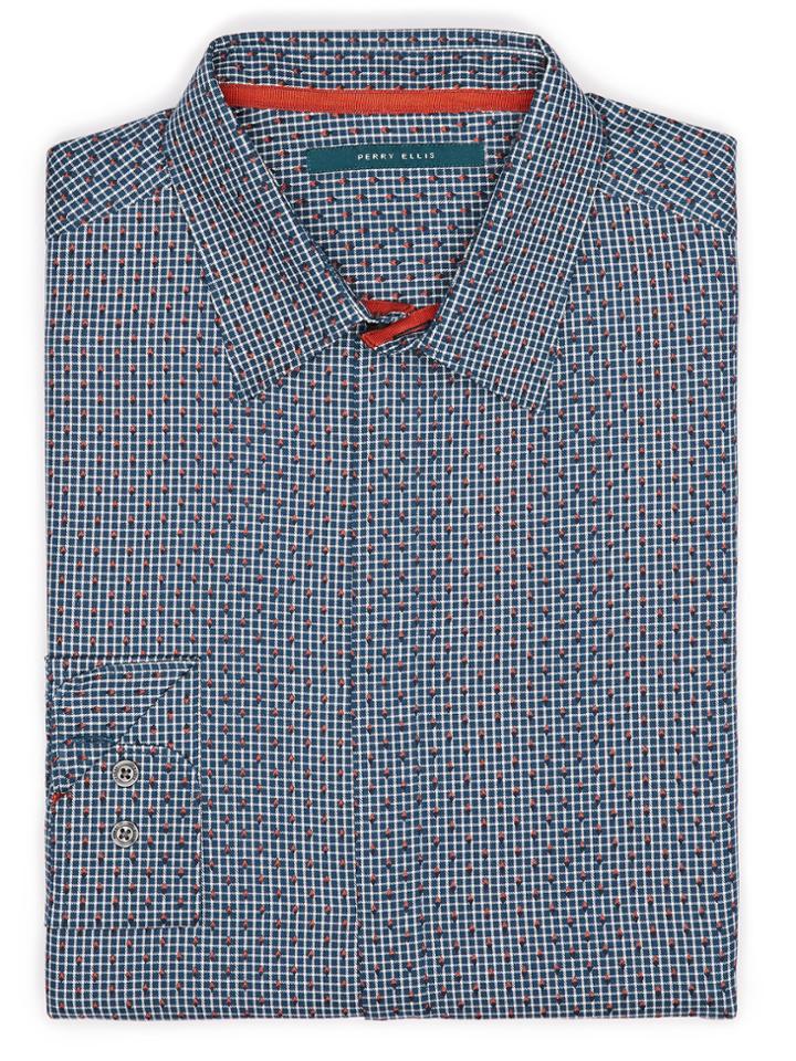 Perry Ellis Mini Check Dobby Shirt