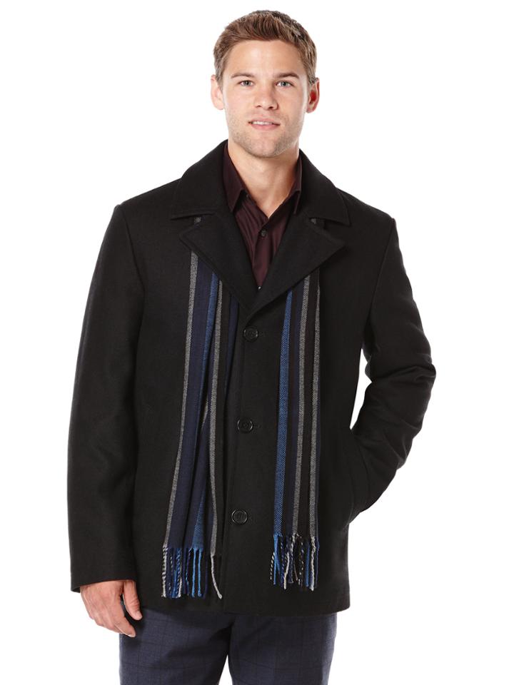 Perry Ellis Tall Wool Melton Scarf Coat