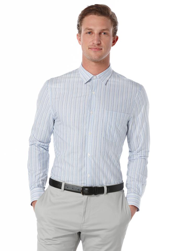 Perry Ellis Dobby Fabric Multistripe Shirt