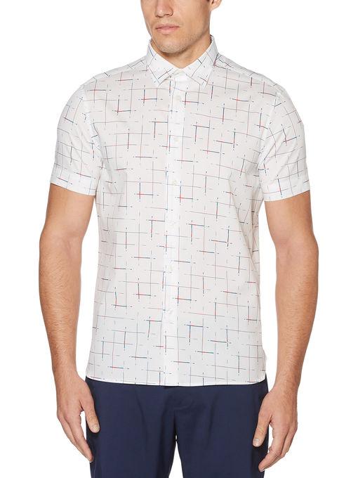 Perry Ellis Short Sleeve Staggered Line Shirt