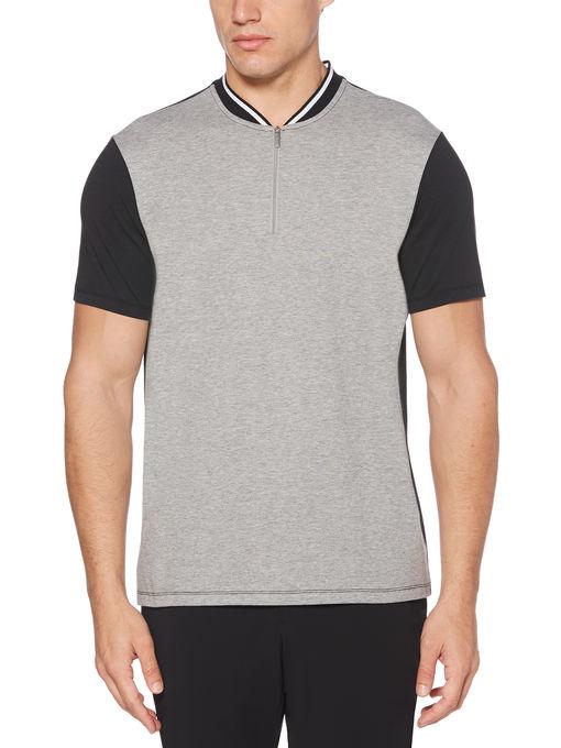 Perry Ellis Zip Mock Neck Color Block Shirt