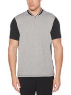 Perry Ellis Zip Mock Neck Color Block Shirt