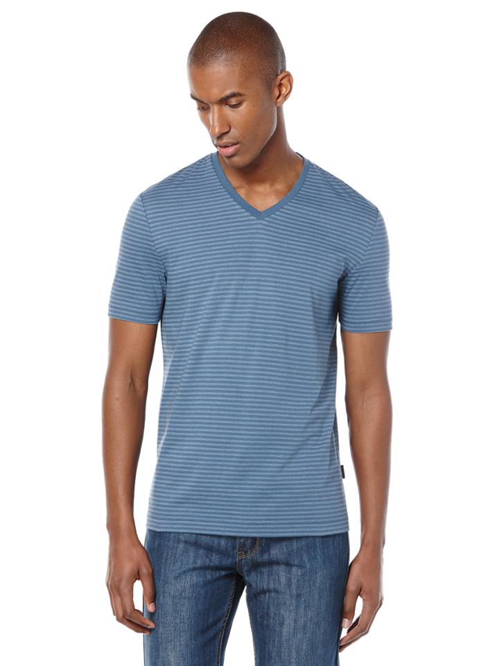 Perry Ellis Fine Stripe V-neck Shirt