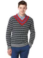 Perry Ellis Linen Contrast V-neck Sweater