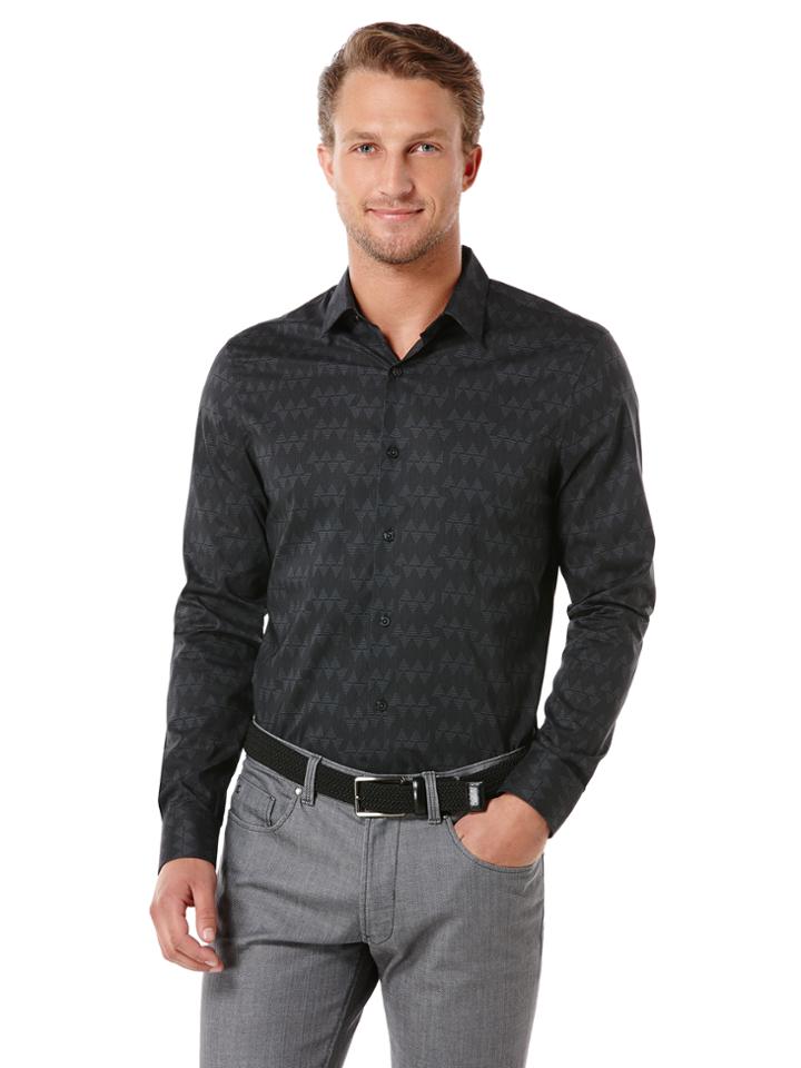Perry Ellis Slim Fit Deco Zig Zag Print Shirt