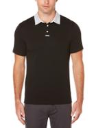 Perry Ellis Short Sleeve Striped-collar Pima Cotton Polo