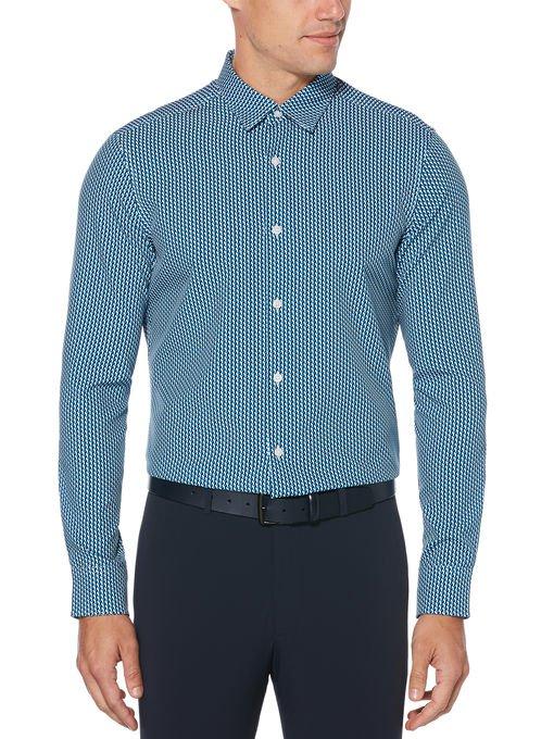 Perry Ellis Total Stretch Slim Fit Block Print Shirt