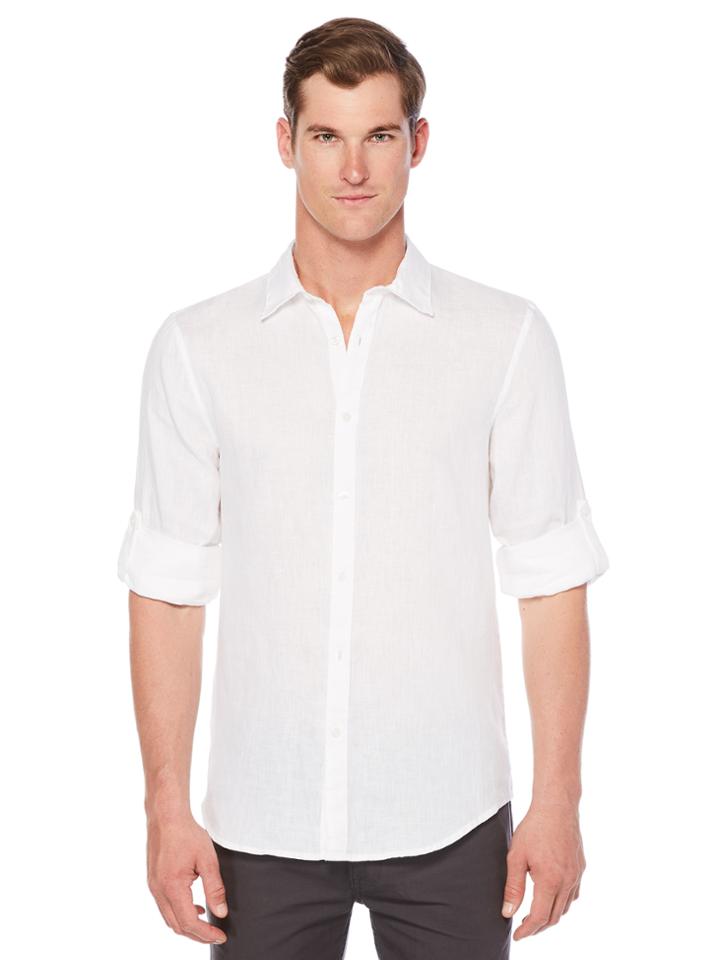 Perry Ellis Big And Tall Chambray Linen Shirt