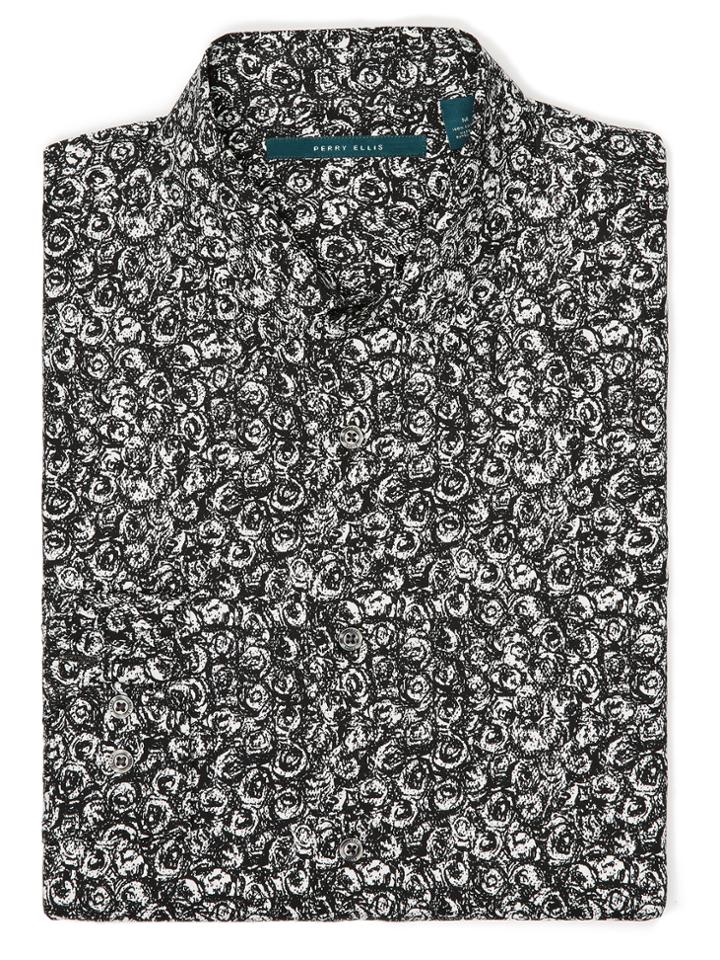 Perry Ellis Long Sleeve Rose Print Shirt