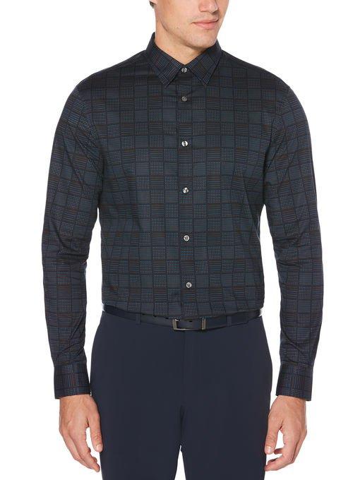 Perry Ellis Geometric Check Cotton Shirt