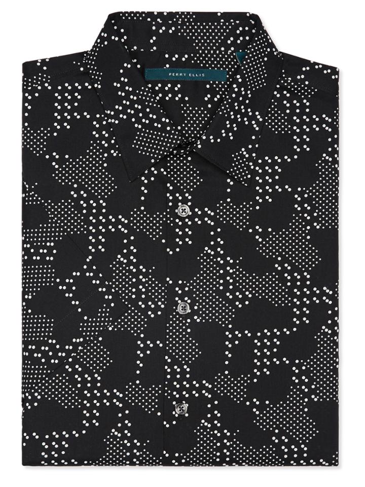 Perry Ellis Big And Tall Short Sleeve Geo Camo Print Shirt