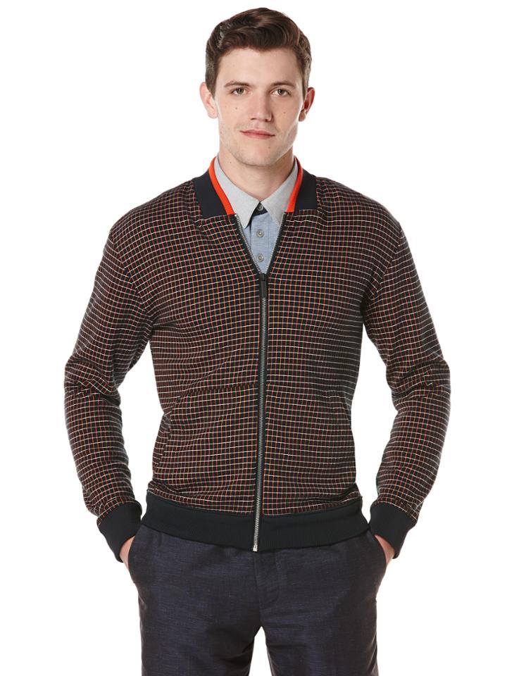 Perry Ellis Long Sleeve Jacquard Bomber