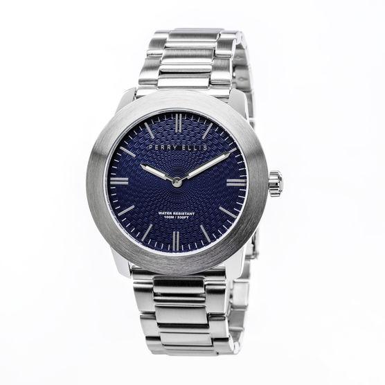Perry Ellis Slim Line Navy Stainless Steel Watch