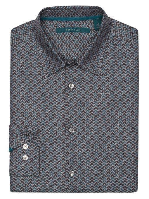 Perry Ellis Herringbone Print Shirt