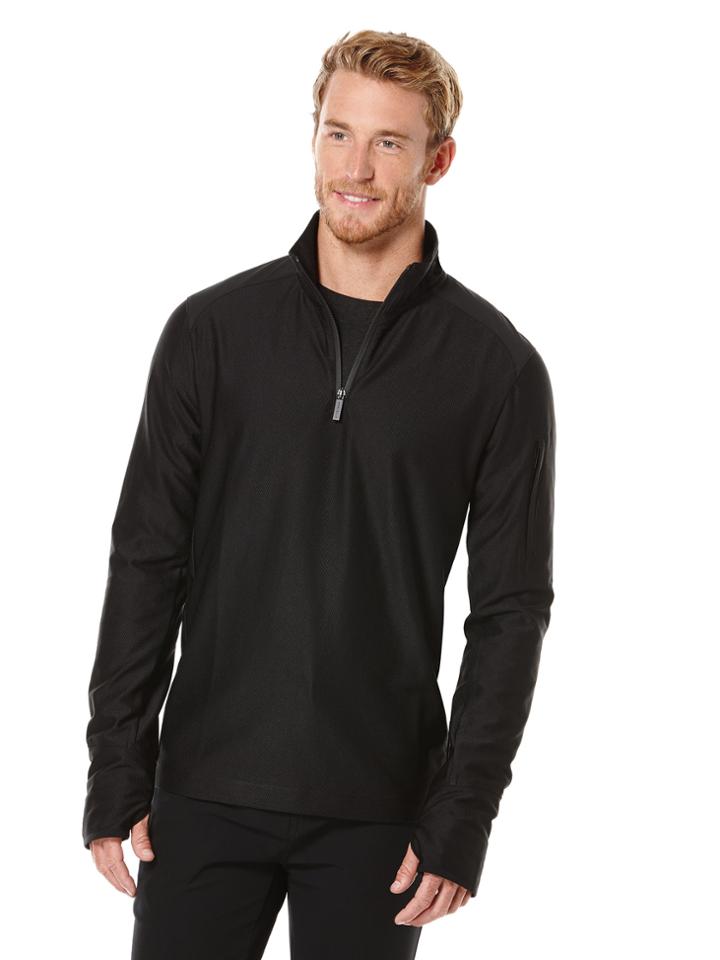 Perry Ellis Quarter Zip Mixed Media Active Jacket