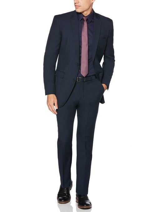 Perry Ellis 2 Piece Solid Navy Suit