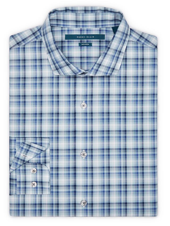 Perry Ellis Non-iron Tattersall Pattern Shirt