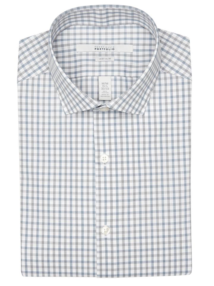 Perry Ellis Very Slim Block Check Dress Shirt
