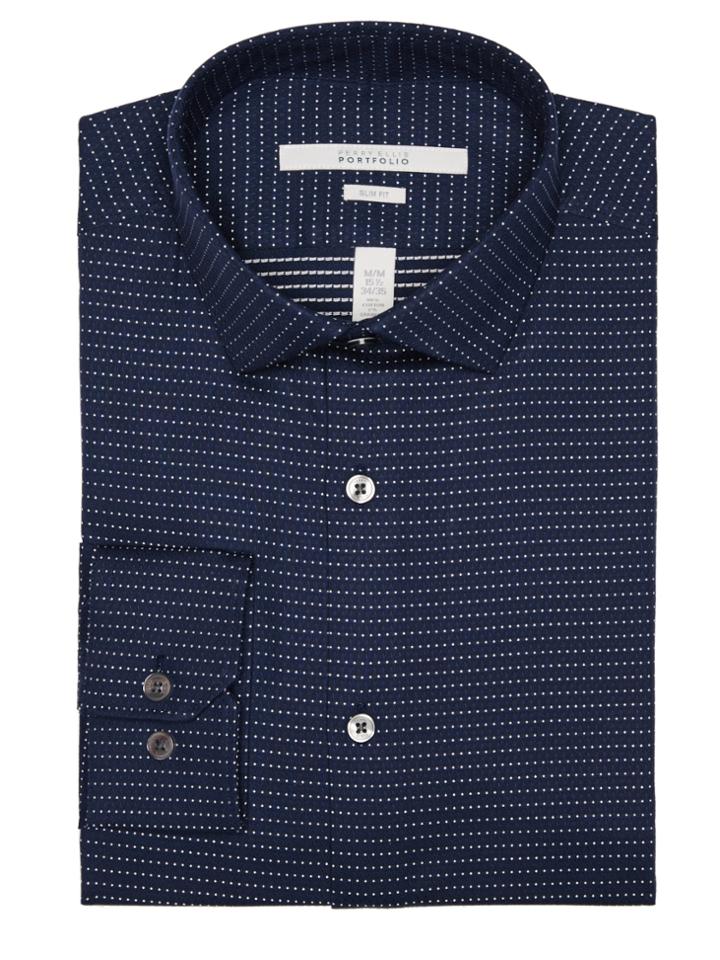 Perry Ellis Slim Fit Tiny Cross Dobby Dress Shirt