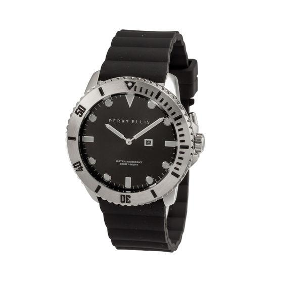 Perry Ellis Deep Diver Black Silicon Watch