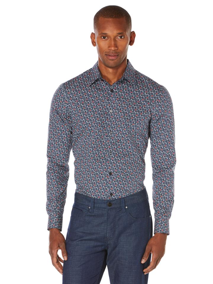 Perry Ellis Big And Tall Non-iron Multicolor Floral Shirt