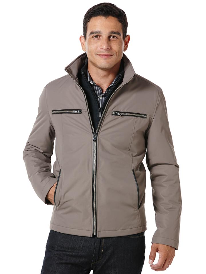 Perry Ellis Dobby Tech Zipper Front Jacket