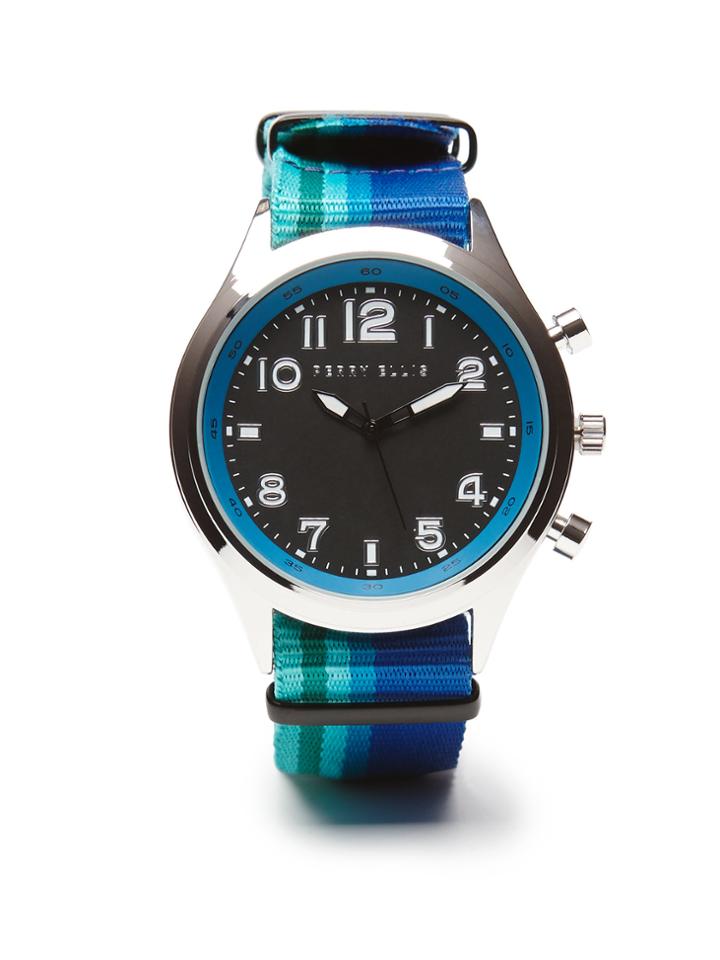 Perry Ellis Multi Color Fabric Strap Watch