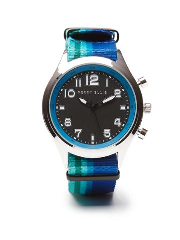 Perry Ellis Multi Color Fabric Strap Watch
