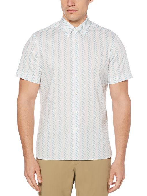 Perry Ellis Short Sleeve Geo Print Striped Shirt