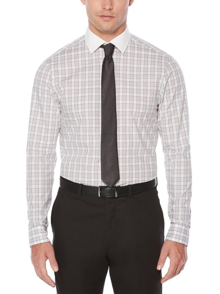 Perry Ellis Long Sleeve Slim Checkered Framed Shirt