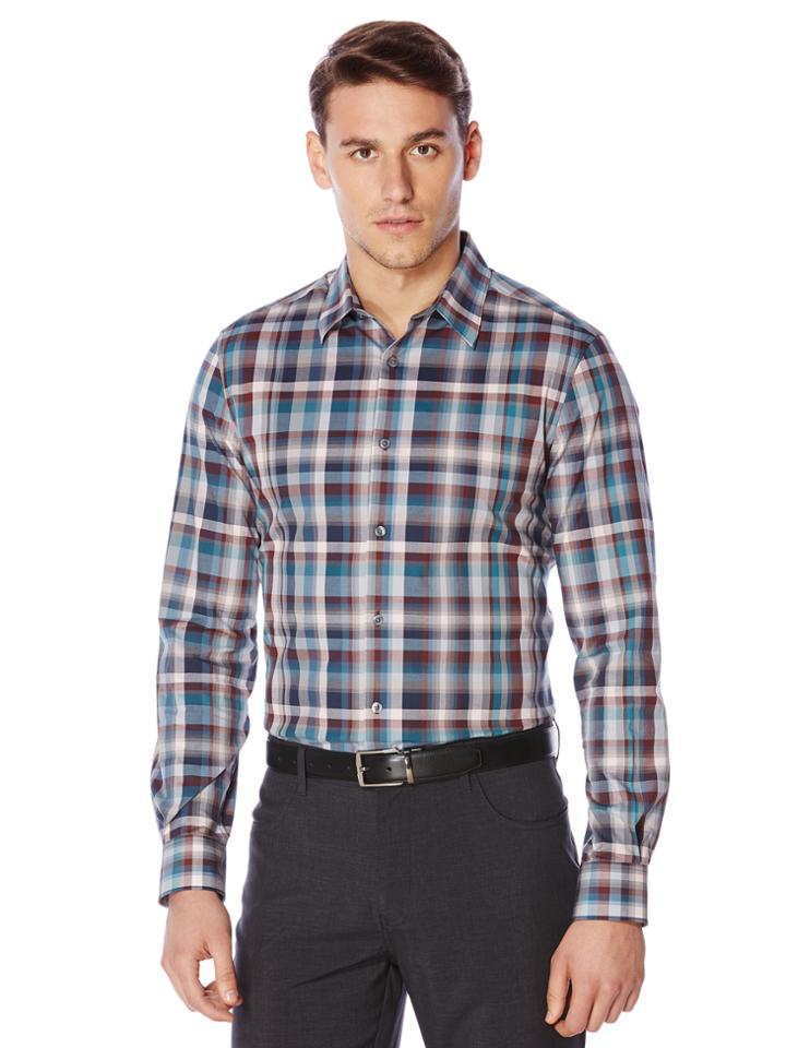 Perry Ellis Exploded Plaid Pattern Shirt