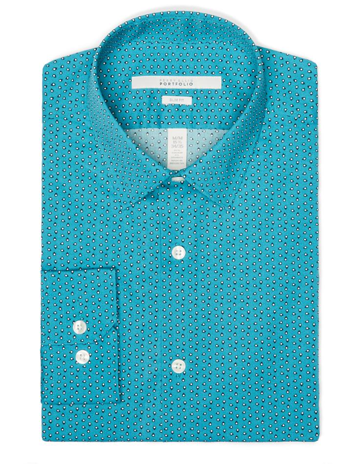 Perry Ellis Slim Fit Shadow Dot Dress Shirt