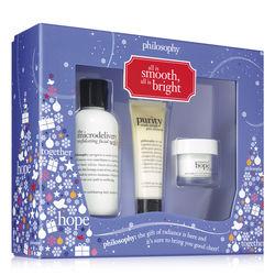 Philosophy 4 Oz Microdelivery Wash, 1 Oz Purity Pore Extractor Mask, 0.5oz Renewed Hope In A Jar Moisturizer,all Is Smooth, All Is Bright