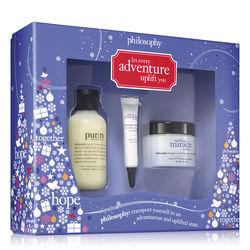 Philosophy 1 Oz. Uplifting Miracle Worker Moisturizer, 0.1 Oz Uplifting Miracle Worker Eye Cream, 3 Oz. Purity Made Simple Cleanser,let Every Adventure Uplift You