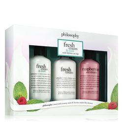 Philosophy Fresh Cream, Fresh Cream & Mint, Raspberries & Cream,fresh Cream Shower Gel Set