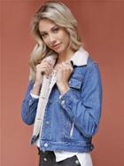 West Coast Wardrobe Skyline Sherpa Lined Denim Jacket In Denim